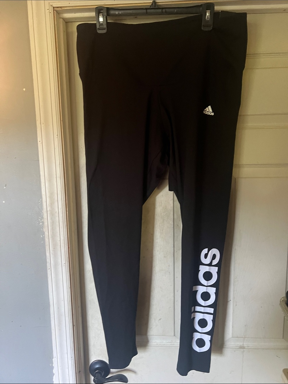 adidas Black Leggings with White Side Logo